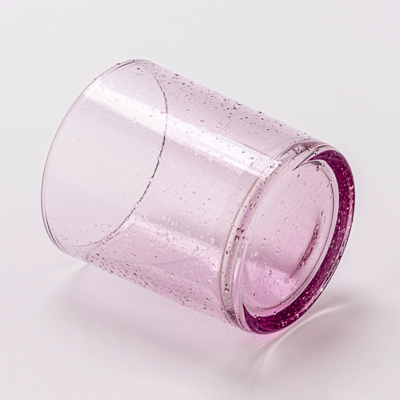 300ml purple glass candle container with water drop decor