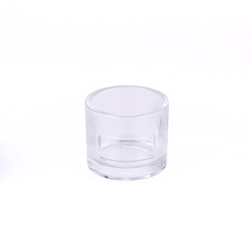 Wholesale custom logo striped transparent glass candle jars Wholesale custom logo striped transparent glass candle jars