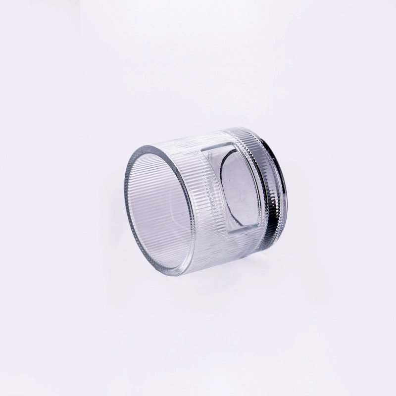 Wholesale custom logo striped transparent glass candle jars Wholesale custom logo striped transparent glass candle jars
