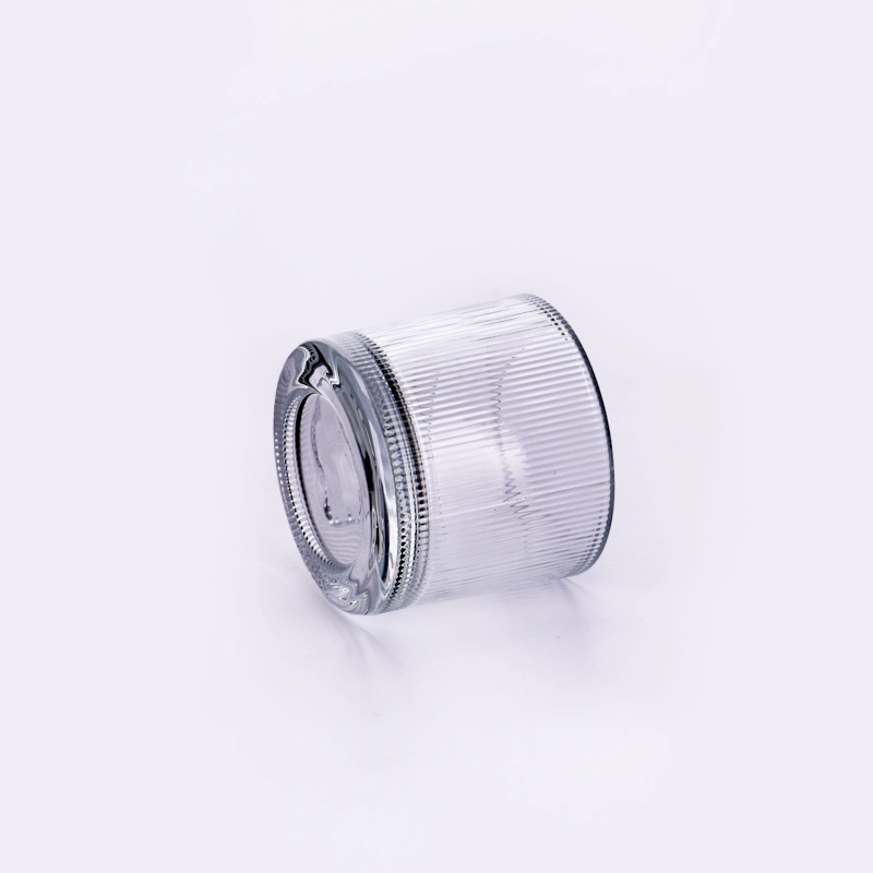 Wholesale custom logo striped transparent glass candle jars Wholesale custom logo striped transparent glass candle jars