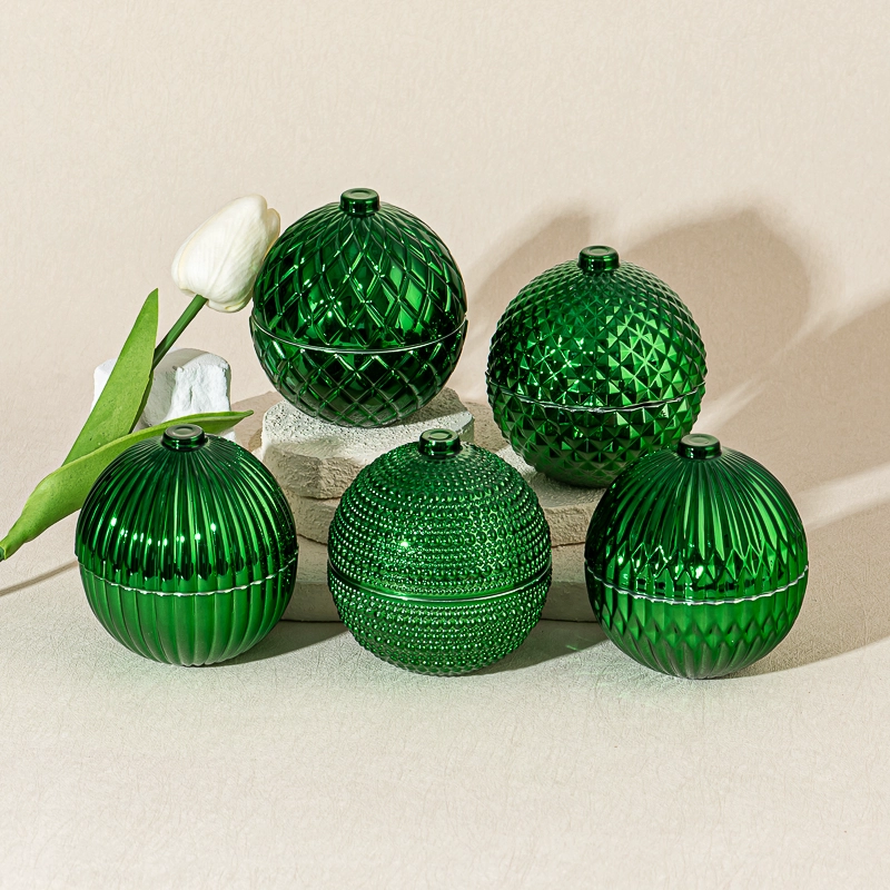 holiday decoration green color Christmas Ball glass candle vessel candle container holiday decoration green color Christmas Ball glass candle vessel candle container