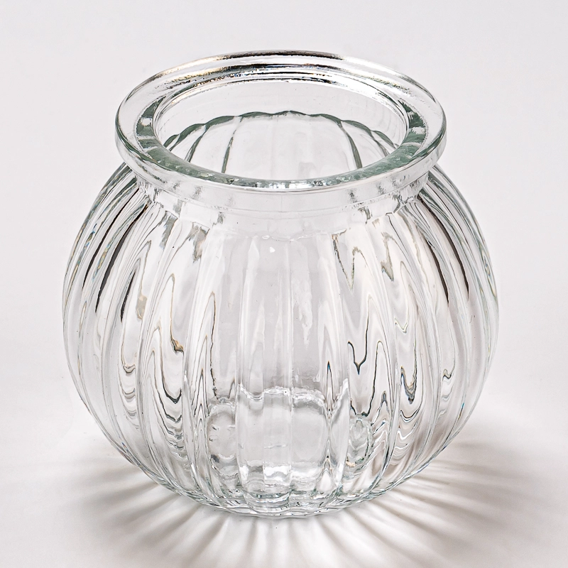 Glass Candle Jar for Christmas Party Decoration Custom Ribber Ball Shape Glass Candle Holders