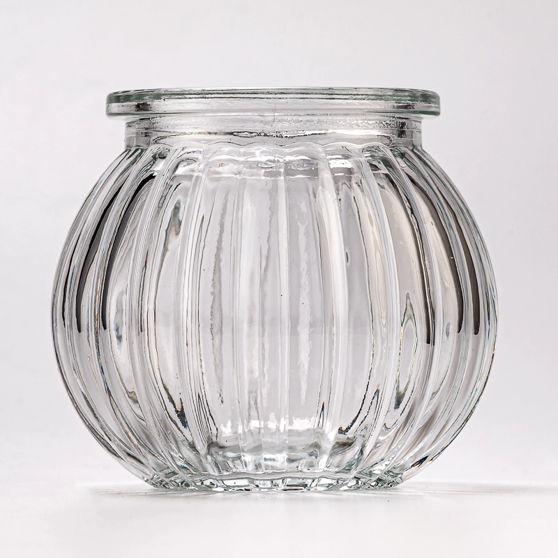 Glass Candle Jar for Christmas Party Decoration Custom Ribber Ball Shape Glass Candle Holders