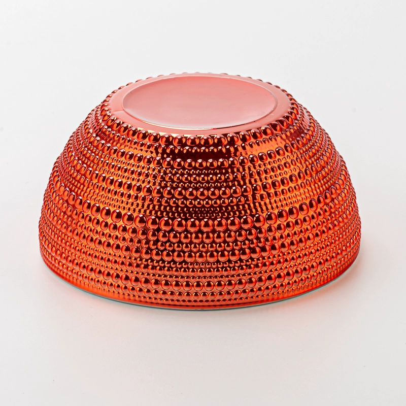 Luxury Red Embossed Ball Shape Decorative Candle Holder Glass Candle Jar with Lid