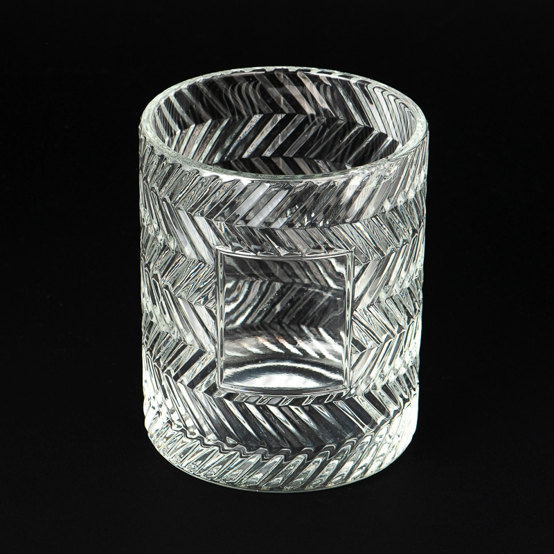 Supplier 18oz embossed pattern glass candle jar