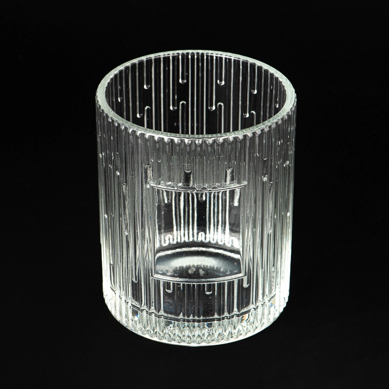 23oz ribbed pattern glass candle holder jar with blank area for logo/ label 23oz ribbed pattern glass candle holder jar with blank area for logo/ label