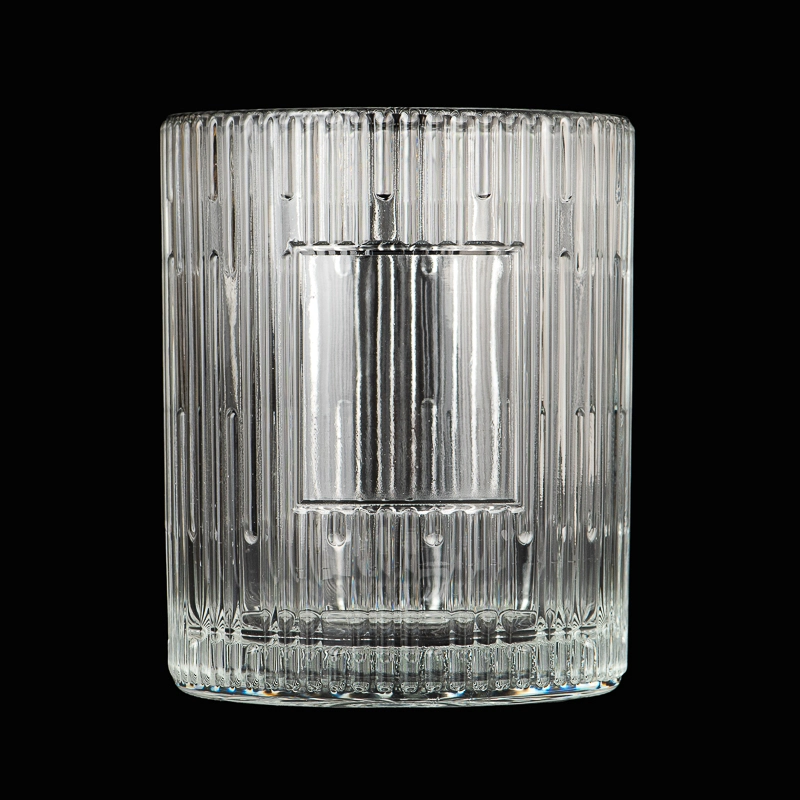 23oz ribbed pattern glass candle holder jar with blank area for logo/ label 23oz ribbed pattern glass candle holder jar with blank area for logo/ label