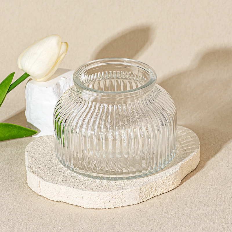 ribbed glass candle container ribbed glass candle container