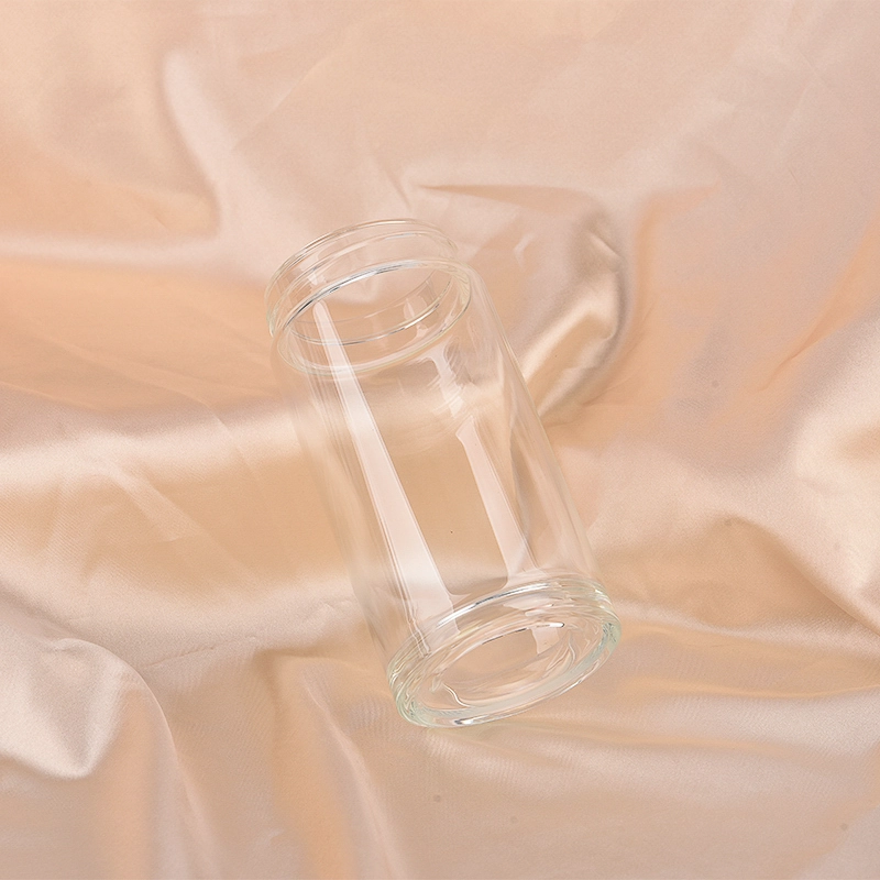 Wholesale customized simple transparent glass candle jars with lids available