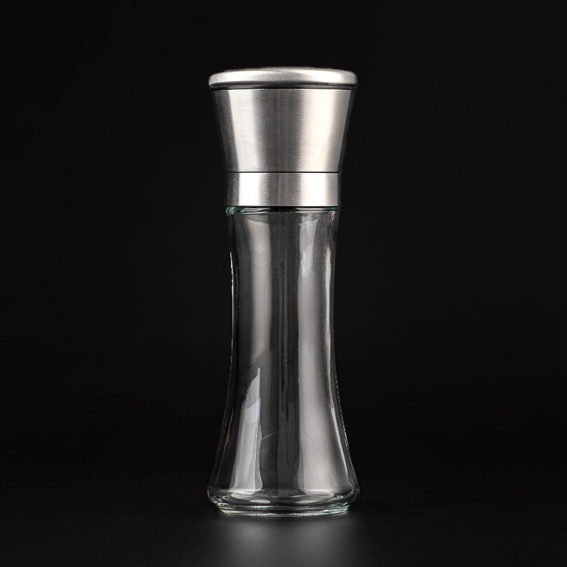 hot sales empty pepper mills glass bottle with grinding cap