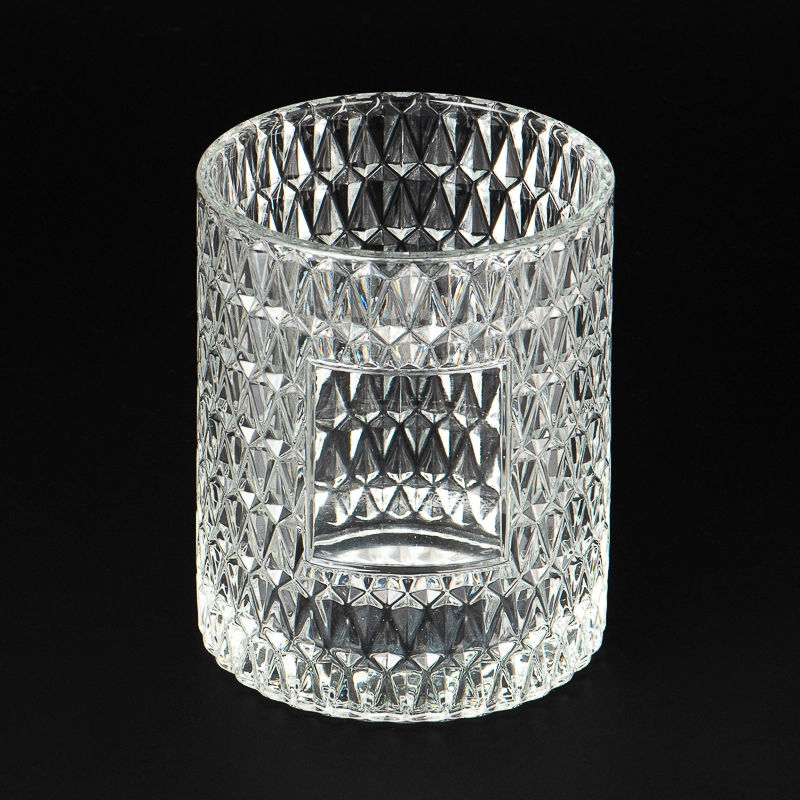 Popular Embossed Patterns Glass Wax Candle Jar Candle Holder Manufacturer