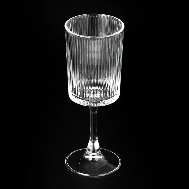 Fashionable Stripe Glass Stand Cup Candle Holder Wholesaling