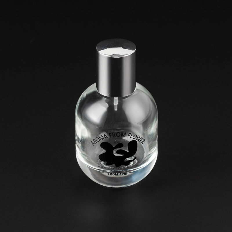 Wholesale 50ml Clear Glass Perfume Bottle with silver cap 