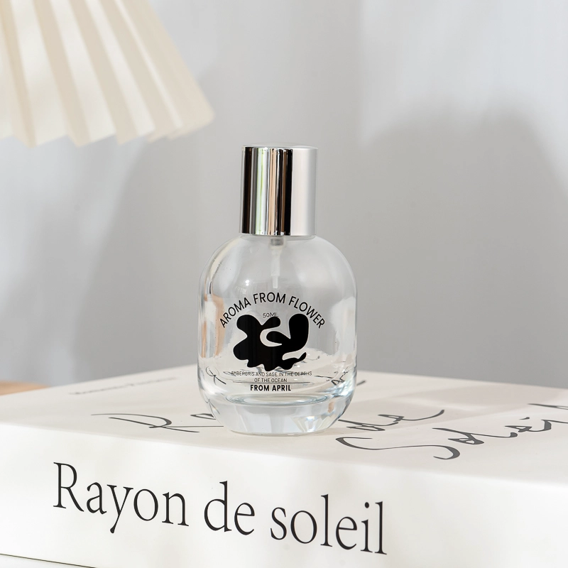 Wholesale 50ml Clear Glass Perfume Bottle with silver cap 