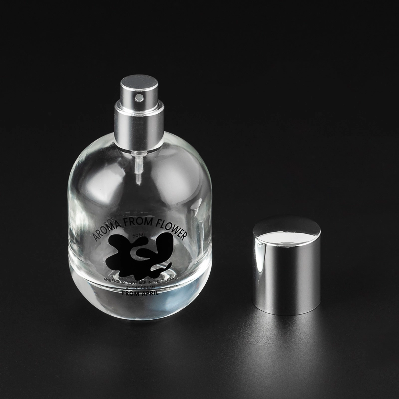 Wholesale 50ml Clear Glass Perfume Bottle with silver cap 