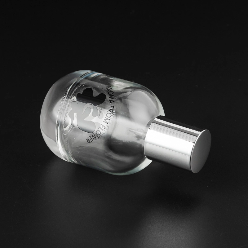 Wholesale 50ml Clear Glass Perfume Bottle with silver cap 