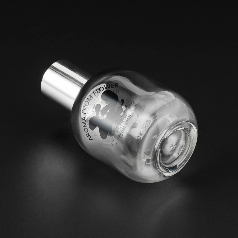 Wholesale 50ml Clear Glass Perfume Bottle with silver cap 
