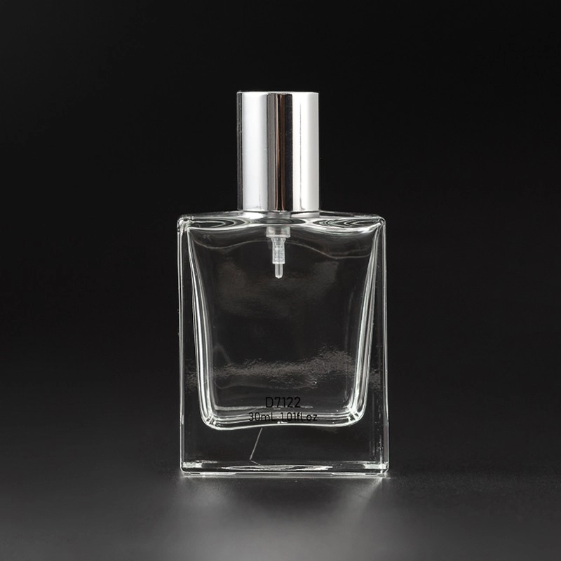 زجاجة عطر زجاجية صافية 30 مل مع غطاء فضية