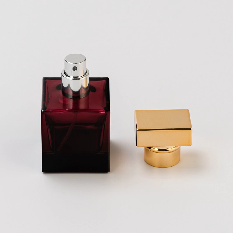 Home Decor Empty Cube Glass Perfume bote na may gintong takip