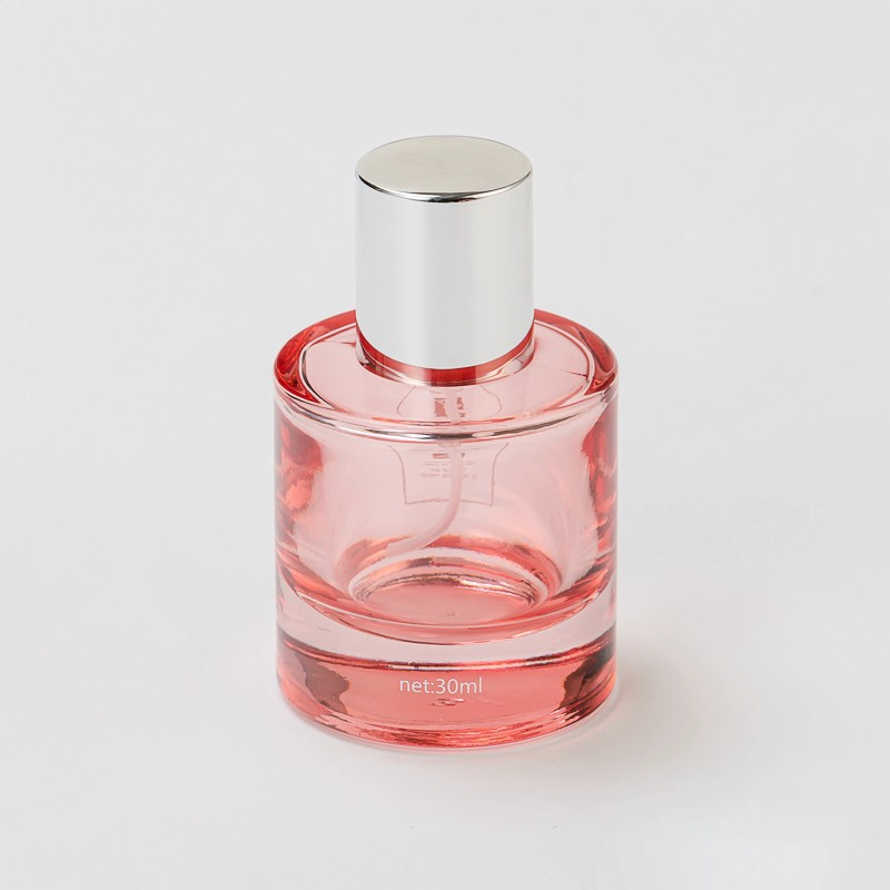 Wholesale 30ml transparent pink Glass Perfume Bottle with silver cap Wholesale 30ml transparent pink Glass Perfume Bottle with silver cap