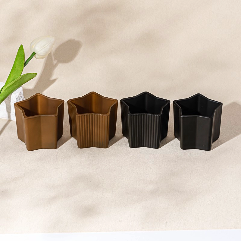 Wholesale Star Charm Black Glass Candle Jars Bulk Candle Holders