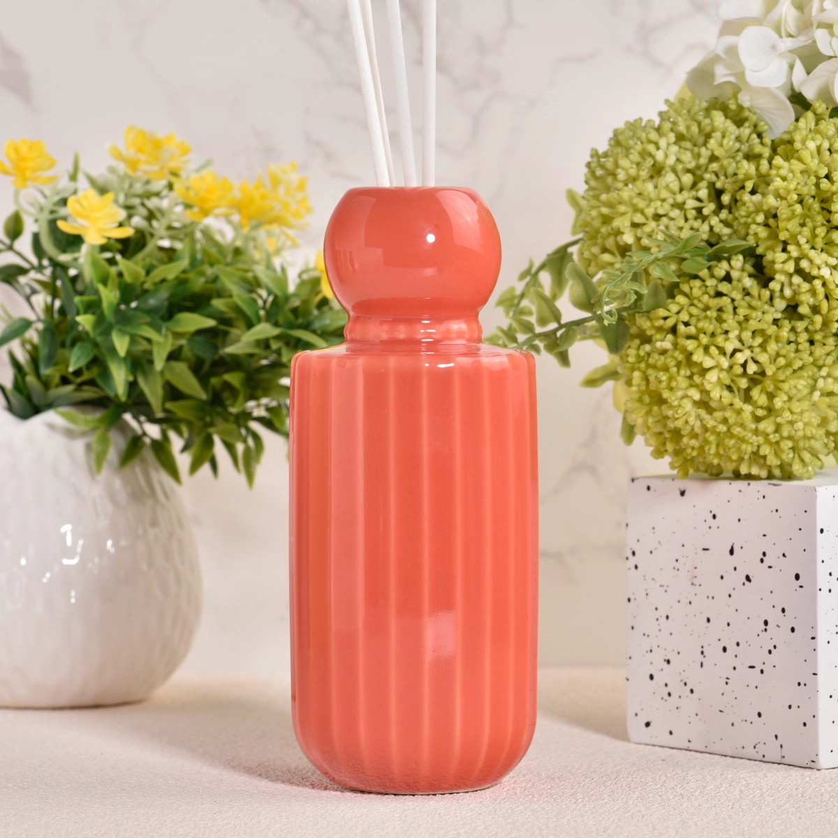 Orange Ceramic Aromatherapy bottles with acrylic lid