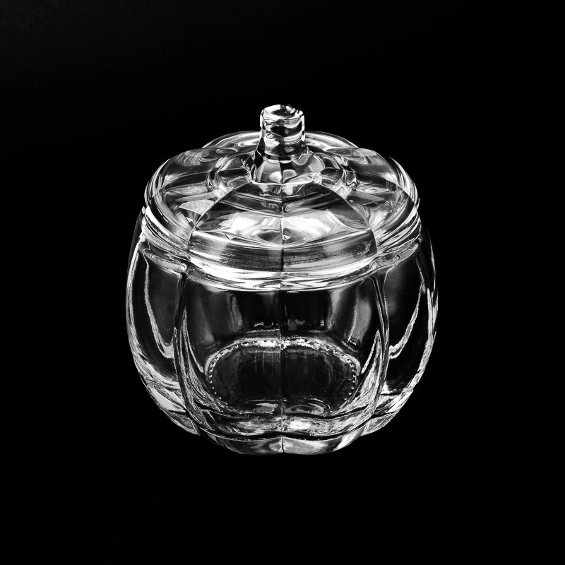 hot sale pumpkin Shaped Candle Glass Jar with Lid for Halloween