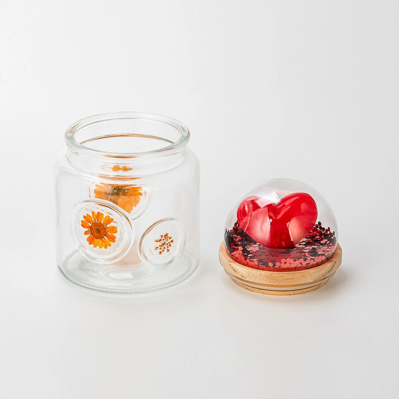 Wholesale 500ml glass jar with fruit & flower deco and matched glass lids with heart shape in - COPY - d42v5d