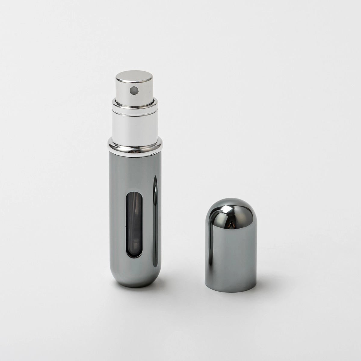 Silver Portable 5ml Mini Travel Aluminum Spray Glass Perfume Bottle