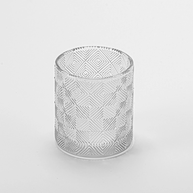 Luxury Texture Decor Transparent Glass Candle Jar for Candle Making