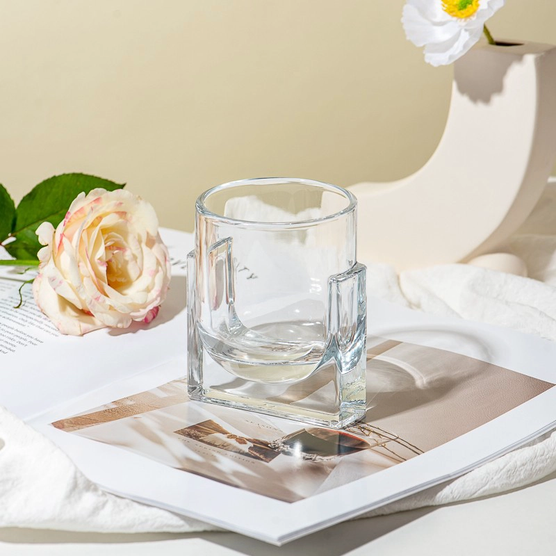 glass candle jar with base holder glass candle jar with base holder