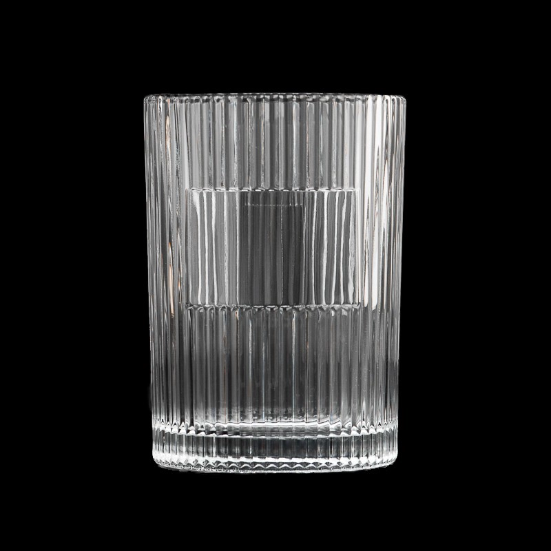 18oz striped glass candle holder candle jar with label area 18oz striped glass candle holder candle jar with label area