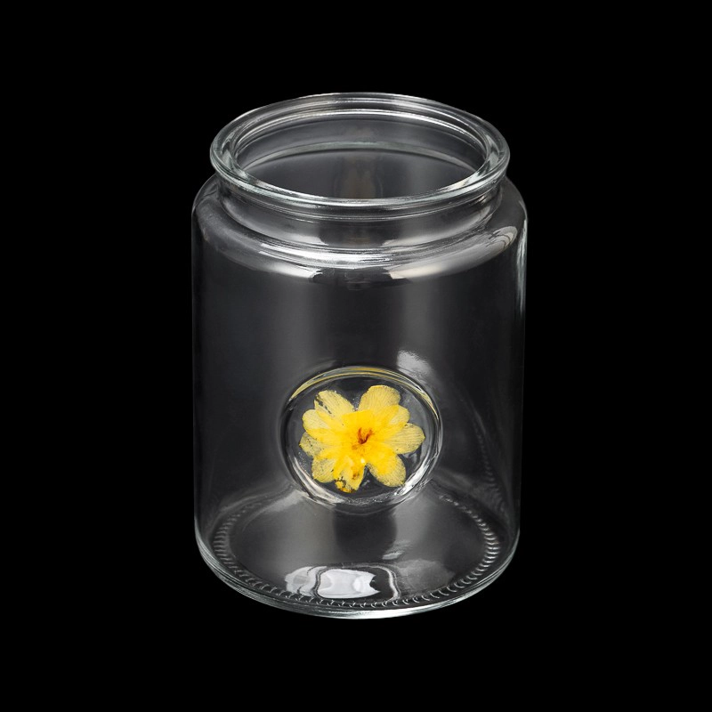 Wholesale 770ml Glass Candle Jar With Custom Flower 