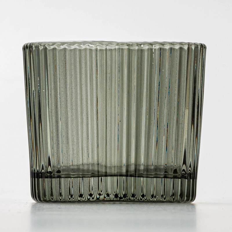 Heart Shape Stripe Design Glass Vessel Candle Jars for Wholesaling 