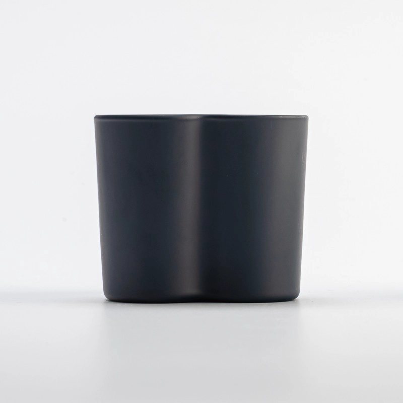 Elegant Heart Shape Glass Matte Navy Blue Candle Jar for Home Decor