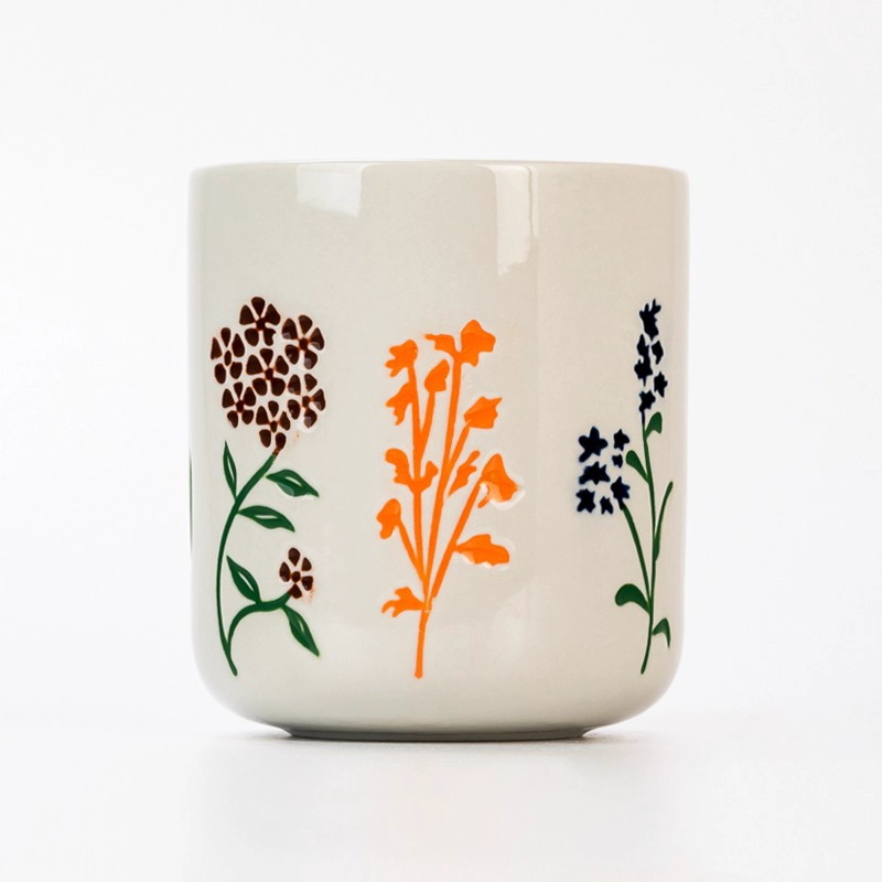 Glossy White Embossed Design with Ceramic Candle Vessels