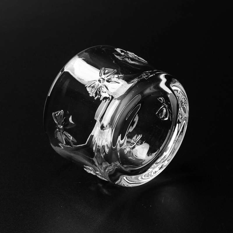 New Arrival Hot Bow Pattern Glass Candle Holders 185ml 345ml Custom Color Bow Candle Glass Holder Wholesale