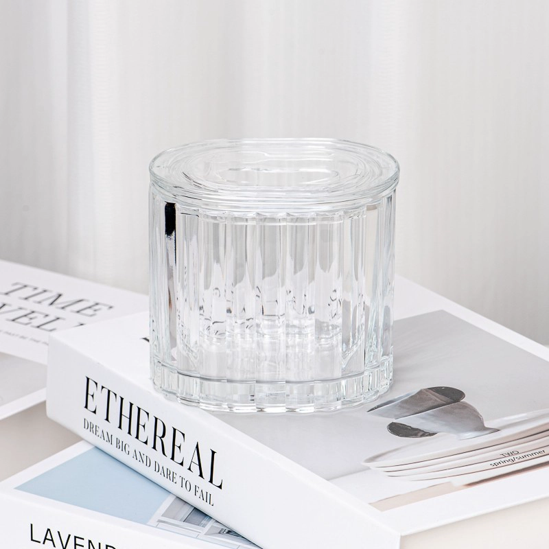 Supplier 400ml Vertical line Oval Glass Candle Vessel With Matched Glass Oval Lids Supplier 400ml Vertical line Oval Glass Candle Vessel With Matched Glass Oval Lids