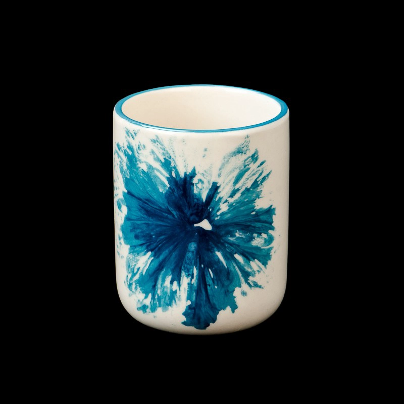 blue and white artwork ceramic candle jar