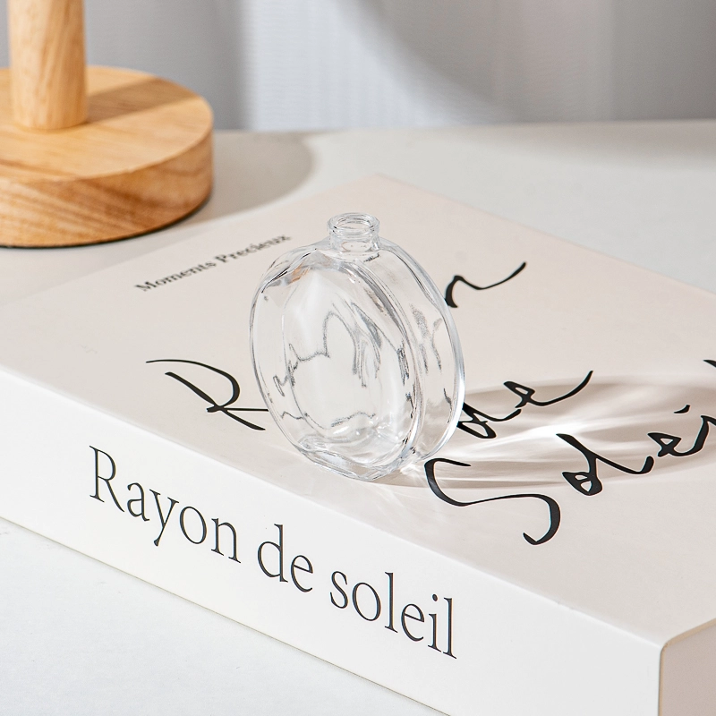 Luxury Empty Clear Transparent Flat Crimp Glass Perfume Bottle 