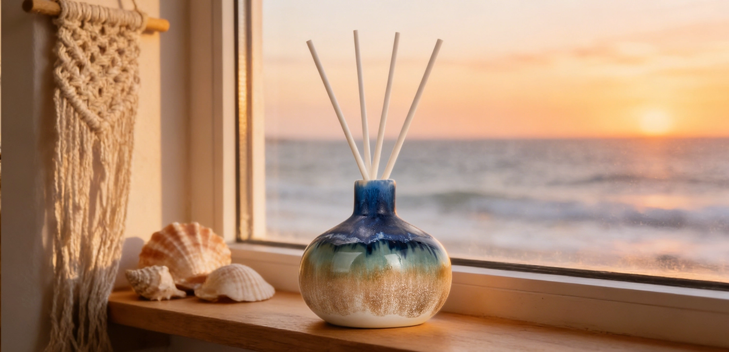 Custom Mountain Sea Gradient Kiln-Glazed Ceramic Reed Diffuser Bottles