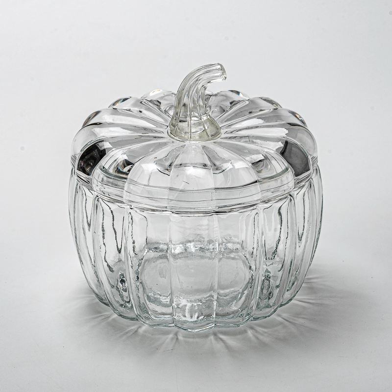 Supplier 889ml Home Decor Pumpkin Glass Candle Vessel With Lid