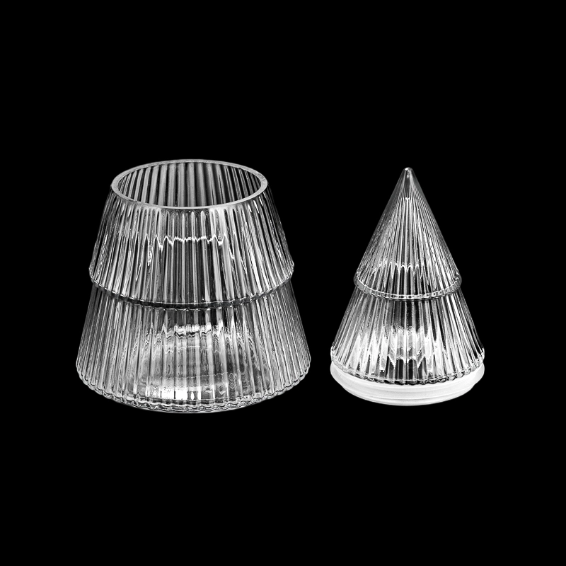 Christmas Tree Glass Candle Jar With Lids For Holiday Decoration Christmas Tree Glass Candle Jar With Lids For Holiday Decoration