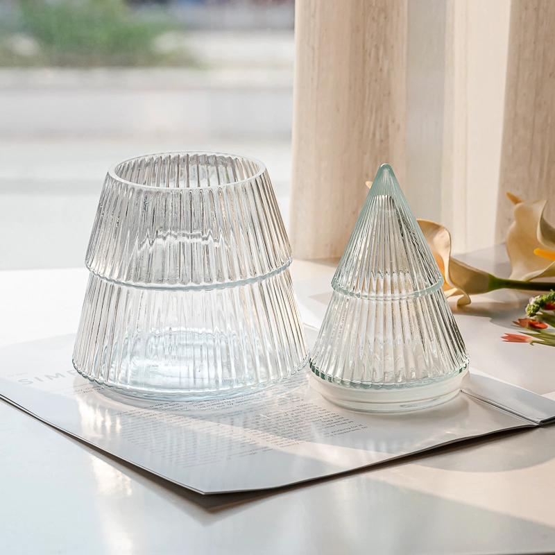 Christmas Tree Glass Candle Jar With Lids For Holiday Decoration Christmas Tree Glass Candle Jar With Lids For Holiday Decoration