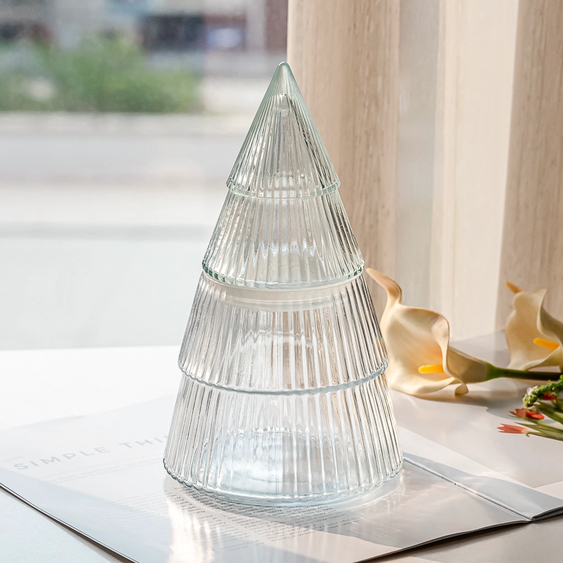Christmas Tree Glass Candle Jar With Lids For Holiday Decoration Christmas Tree Glass Candle Jar With Lids For Holiday Decoration