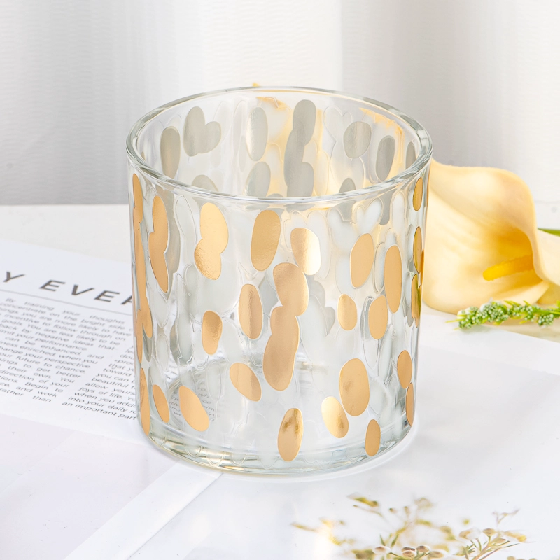 gold dots decal printing 14oz glass candle jar gold dots decal printing 14oz glass candle jar