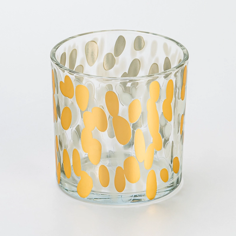 gold dots decal printing 14oz glass candle jar gold dots decal printing 14oz glass candle jar