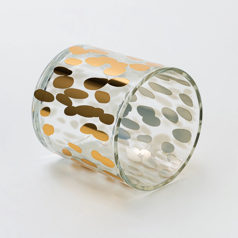 gold dots decal printing 14oz glass candle jar gold dots decal printing 14oz glass candle jar
