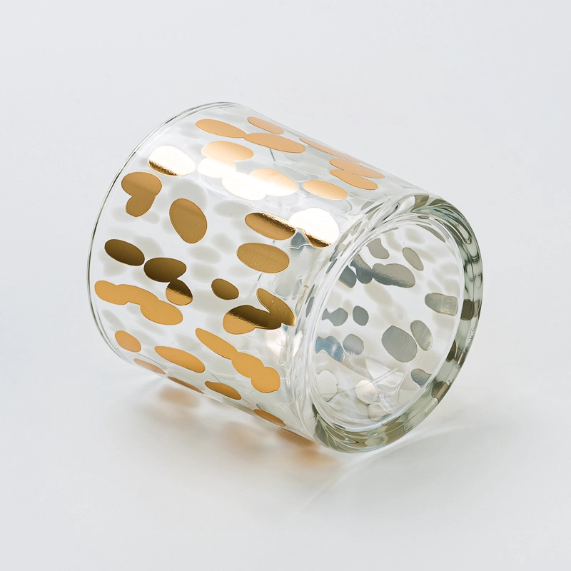 gold dots decal printing 14oz glass candle jar gold dots decal printing 14oz glass candle jar