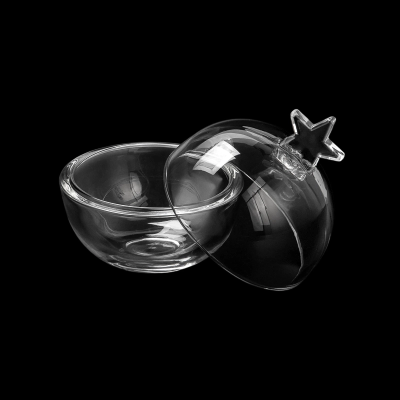 Wholesale 250ml Smoothly Christimas Ball Shape Glass Candle Container With Glass Lids & Pentacle Handle